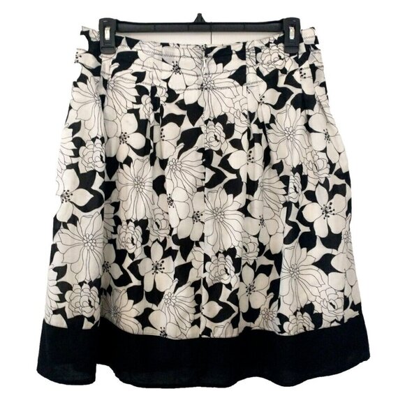 G.H. Bass Lightweight Lined Cotton Skirt Boho Floral Black White - Size 14 - Picture 5 of 8